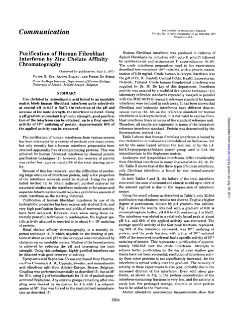 Zinc Chelate Affinity Chromatography
