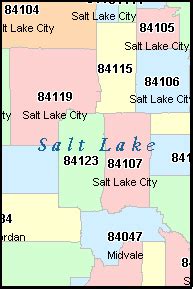 Salt Lake City Utah Zip Code Wall Map (Red Line Style) by MarketMAPS