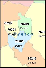 Denton County, TX Zip Code Wall Map Red Line Style by MarketMAPS