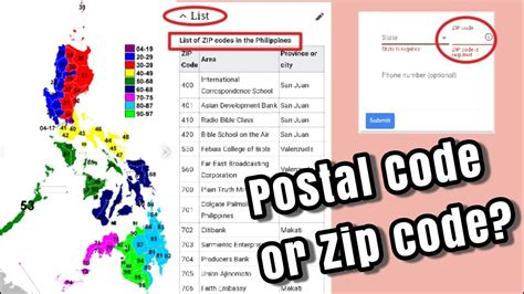 zip code in tagalog translation