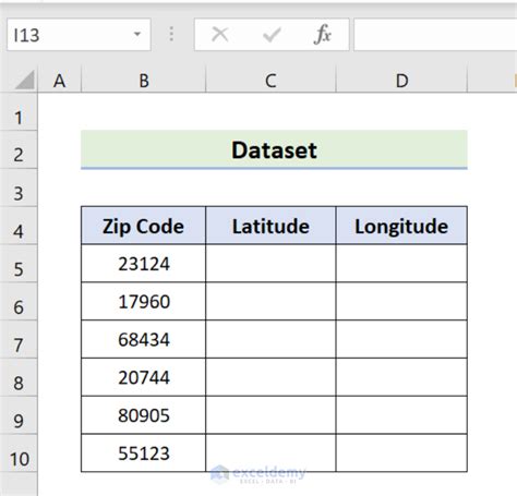 zip code latitude longitude excel