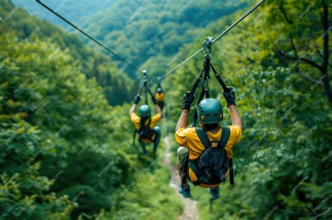 ziplining through forest canopy