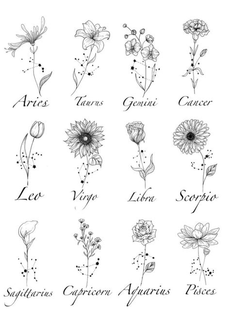 Review Of Zodiac Flower Tattoo Designs Ideas