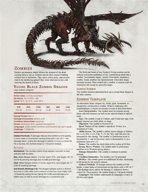 zombie dragon stat block 5e