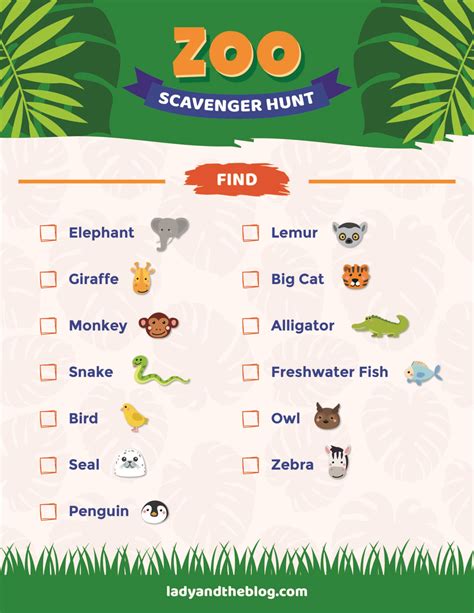 Zoo Scavenger Hunt Printable For Kids Search For Their Favorite Animals