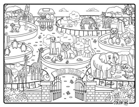 Zoo Scene Coloring Pages