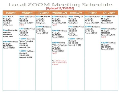 zoom aa meetings schedule