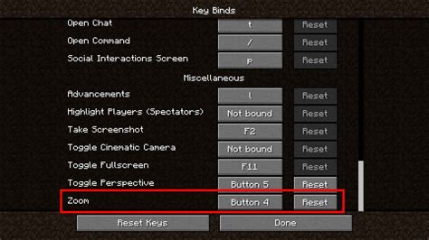 Zoom Button In Minecraft