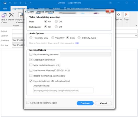 Zoom Outlook Plugin Integration