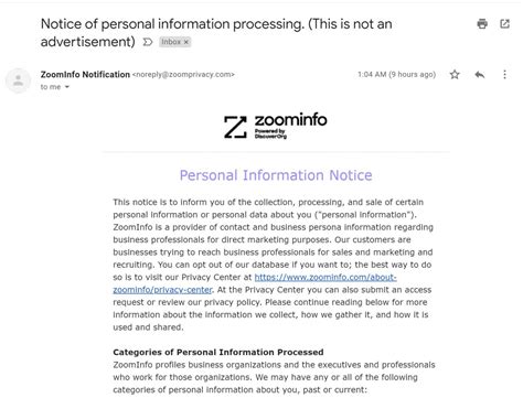 zoominfo personal information notice