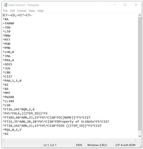 Zpl Label Code Example