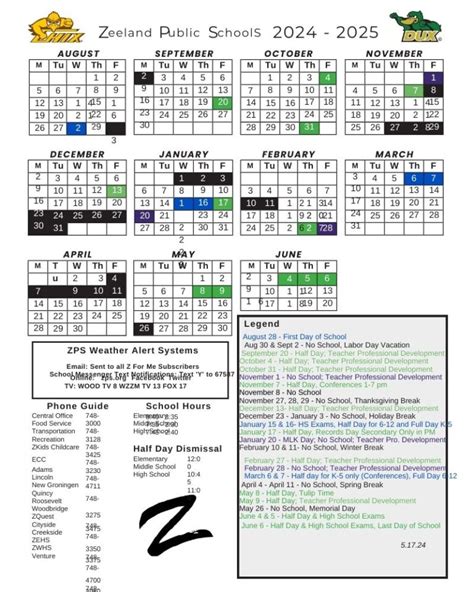 Zps Calendar 2024-2025