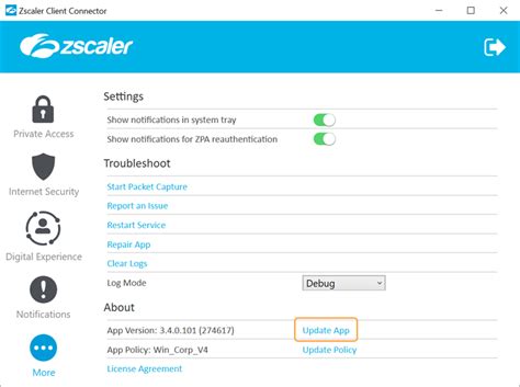 zscaler advanced settings password