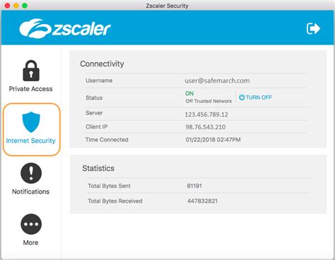 zscaler internet security is enabled