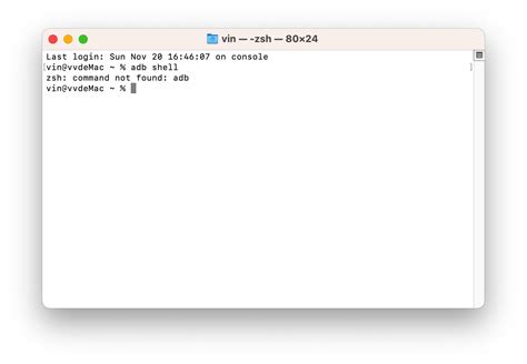 zsh command not found adb macbook