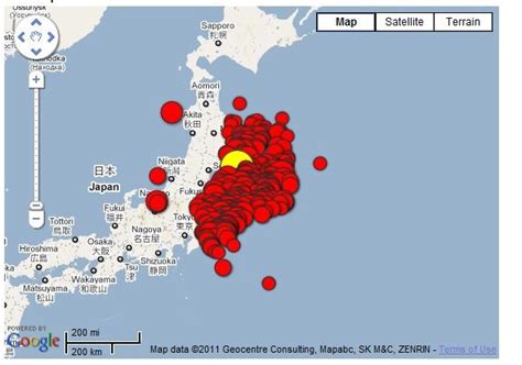 แผนที่ญี่ปุ่นแผ่นดินไหว